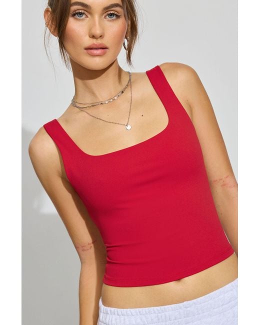 Garage Red Open Back Tank Top