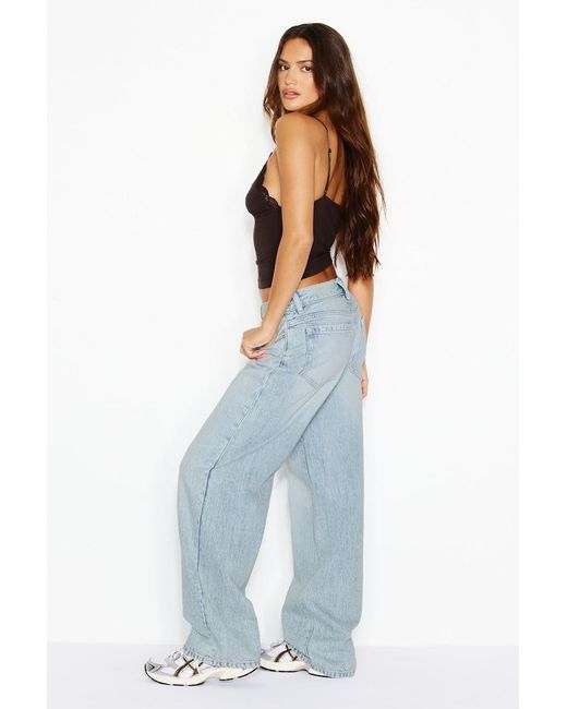 Garage Blue Low Rise Baggy Jeans