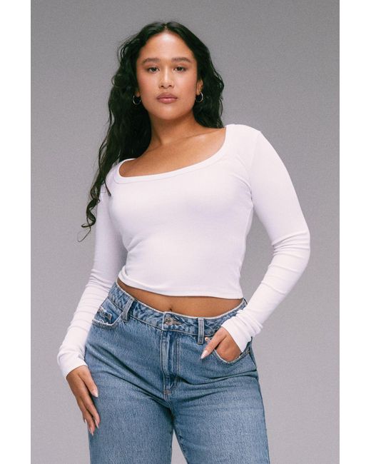 Garage White Pamela Long Sleeve Scoop Neck Top