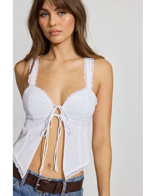 Garage Blue Lace Trim Flyaway Cami Top