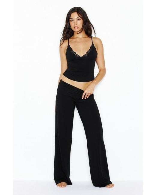 Garage Black Plunge Lace Trim Cami Top
