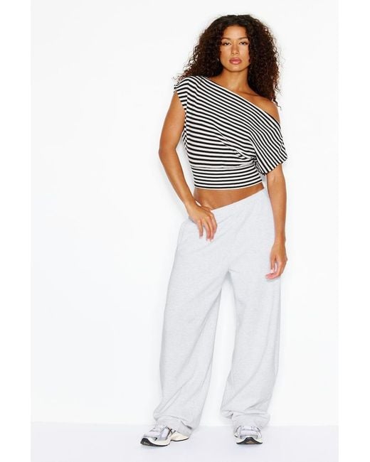 Garage White Stretchterry Off Shoulder Top