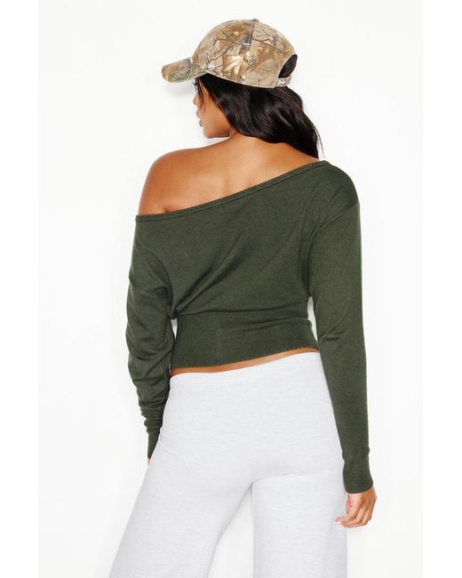 Garage Green Off Shoulder Reset Long Sleeve Top
