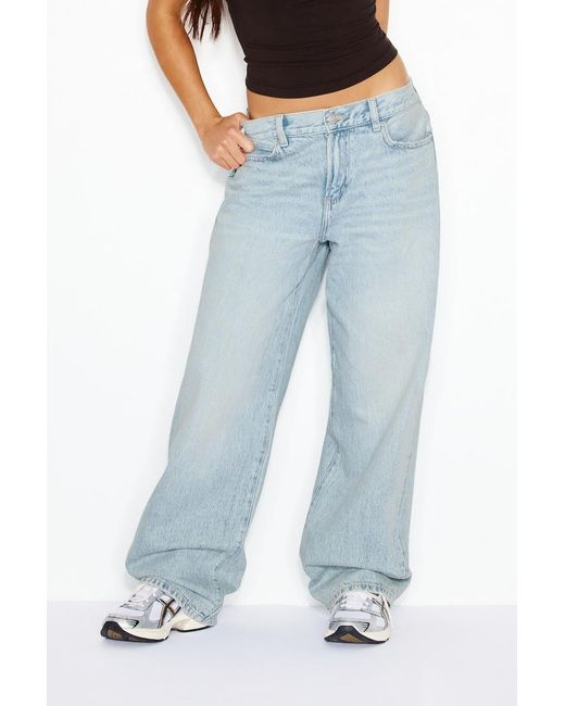 Garage Blue Low Rise Baggy Jeans