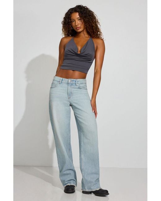 Garage Blue Cupro Cowl Halter Top