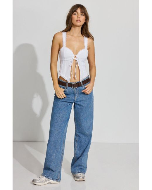 Garage Blue Lace Trim Flyaway Cami Top