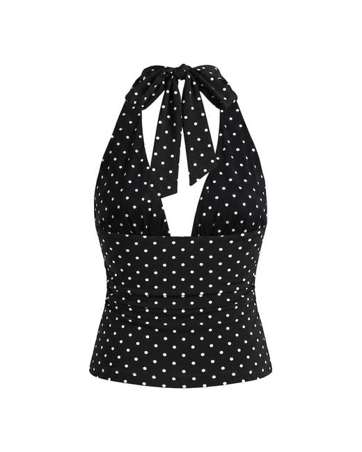 Garage Black Ruched Pixie Halter Top