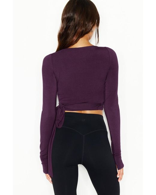 Garage Purple Smooth Long Sleeve Wrap Top
