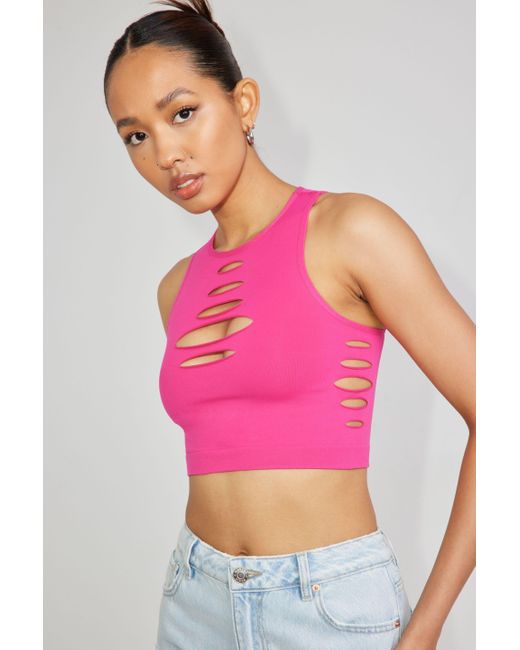 Garage Seamless Cut Out Tank in Pink | Lyst Canada