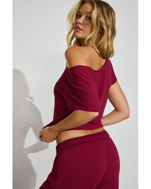 Garage Red Off Shoulder T Shirt