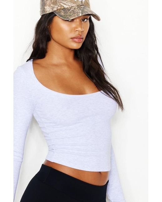 Garage Blue Snatchrib Scoop Neck Longsleeve Top