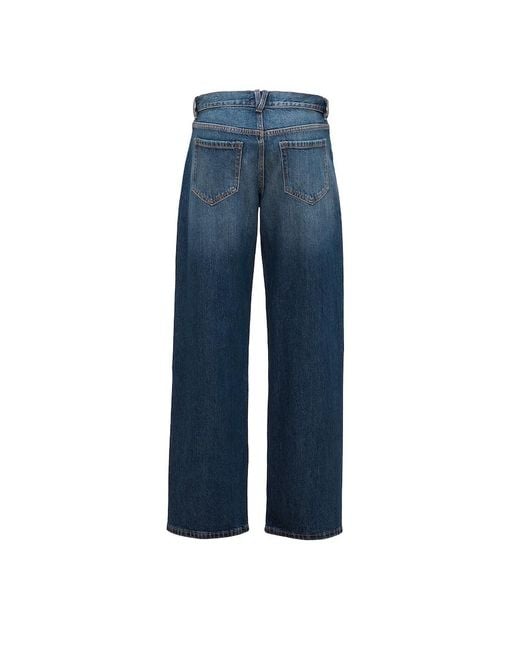 Garage Blue Low Rise Straight Jeans