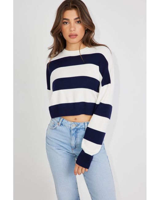 Garage Blue Boxy Stripe Sweater