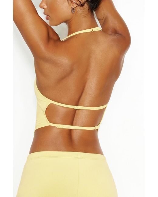 Garage Yellow Stretchterry Open Back Halter Top