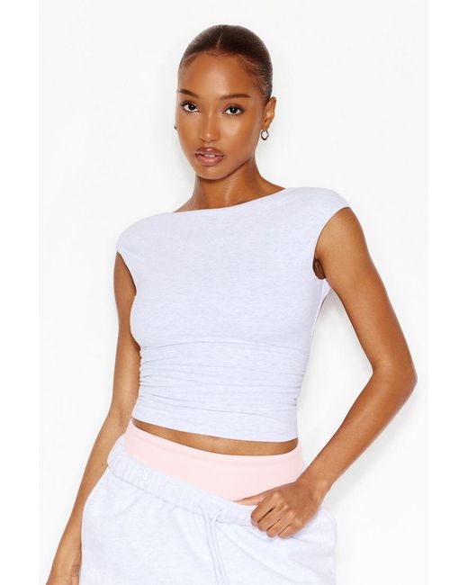 Garage White Supersoft Ruched Back Top