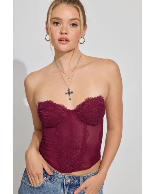 Garage Red Chrishell Lace Mesh Bustier