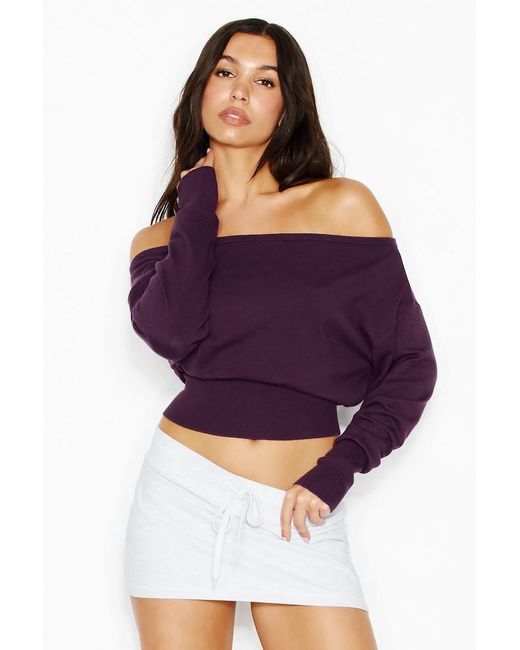 Garage Purple Off Shoulder Reset Long Sleeve Top