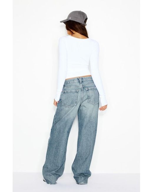 Garage Blue Low Rise Baggy Jeans