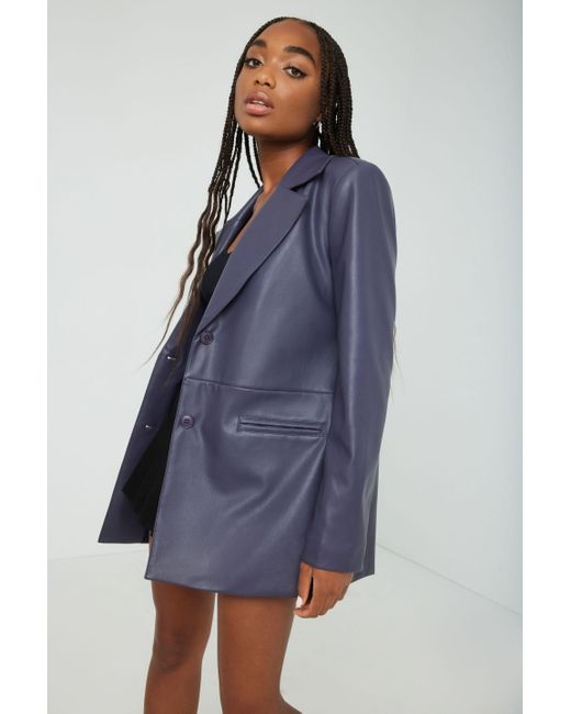 Garage Faux Leather Blazer in Gray Lyst