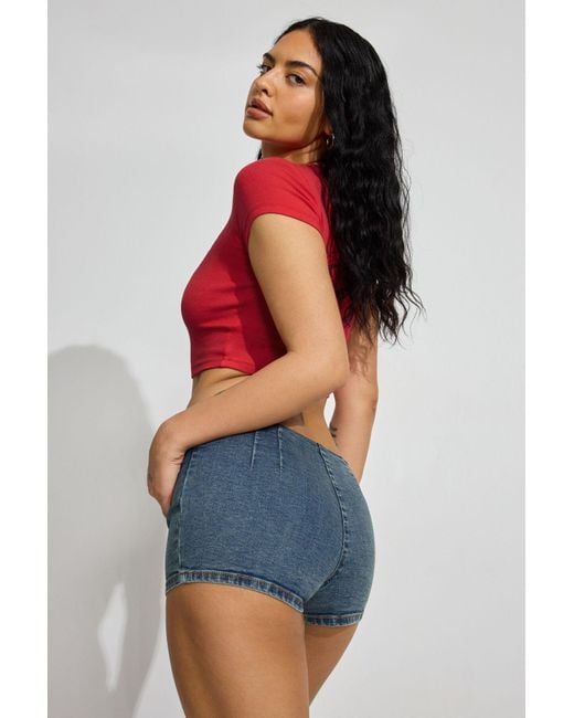Garage Multicolor Low Rise Denim Micro Shorts