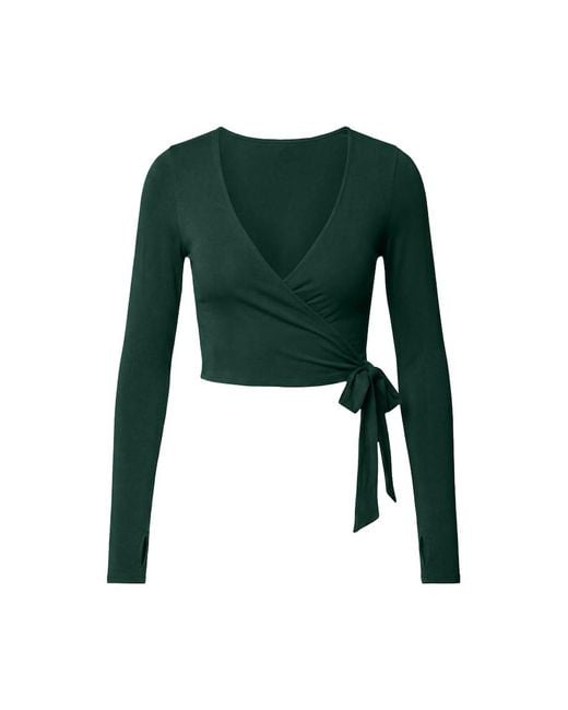 Garage Green Smooth Long Sleeve Wrap Top