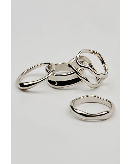 Garage Gray Set Of 4 Wavy Minimal Rings