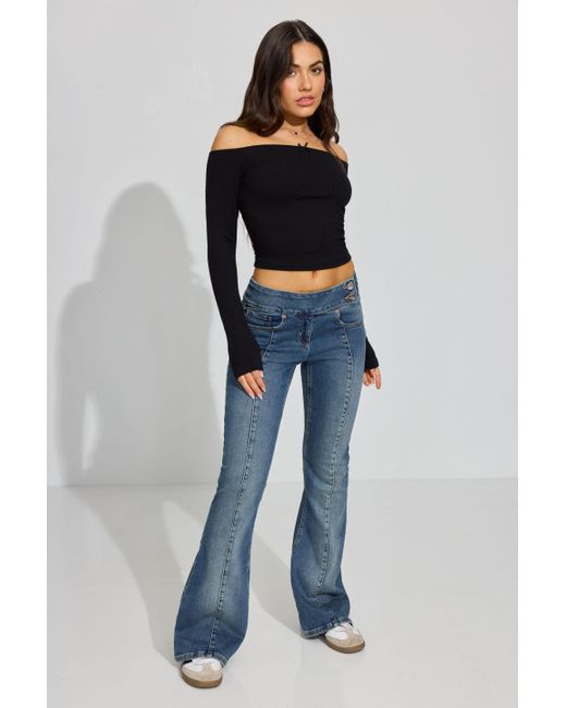 Garage Blue Low Rise Flare Jeans