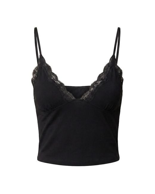 Garage Black Plunge Lace Trim Cami Top
