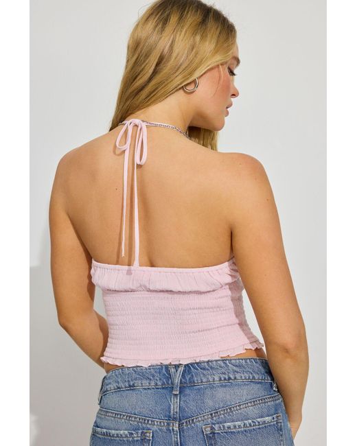 Garage Gray Samantha Smocked Halter Top