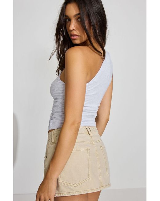 Garage White One Shoulder Draped Top