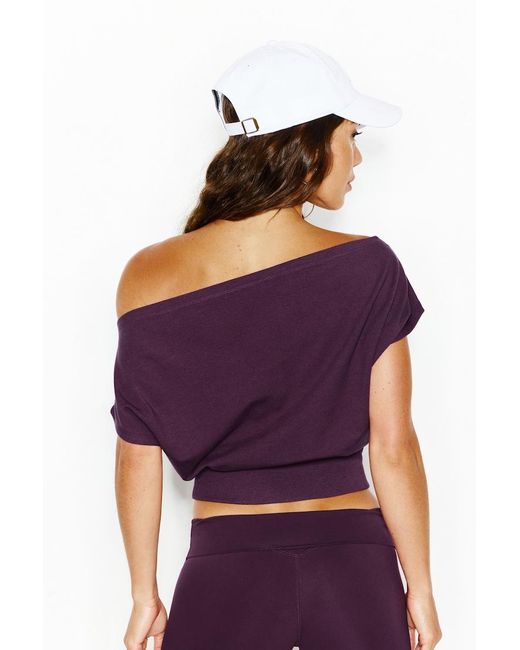 Garage Purple Stretchterry Off Shoulder Top