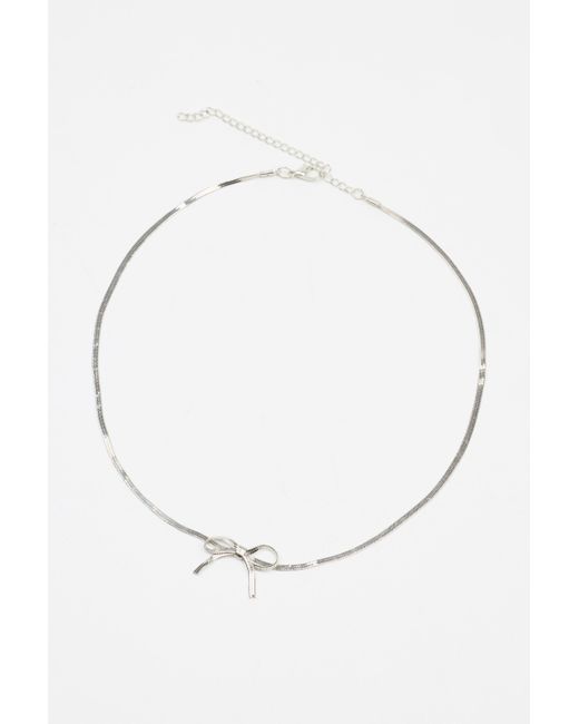 Garage White Snake Chain Bow Necklace