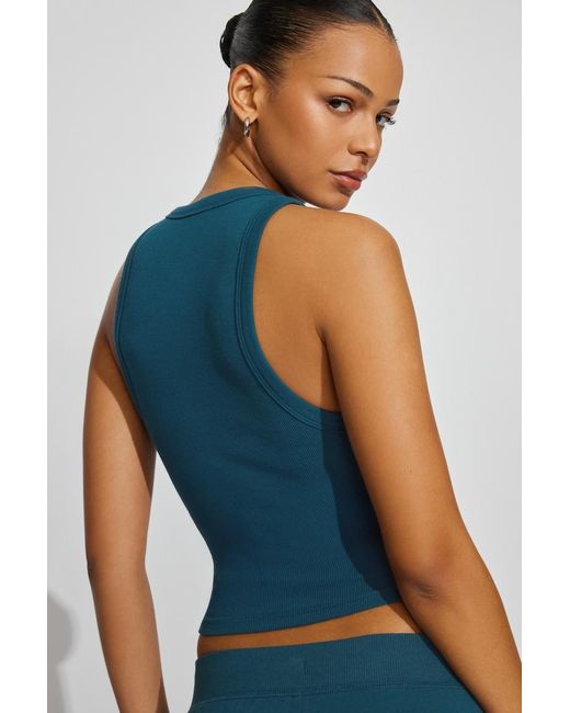 Garage Blue Ribbed Shirttail Tank Top