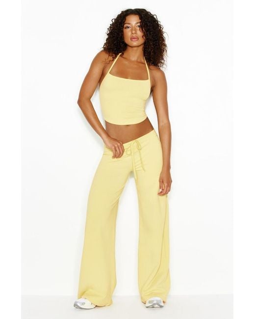 Garage Yellow Stretchterry Open Back Halter Top