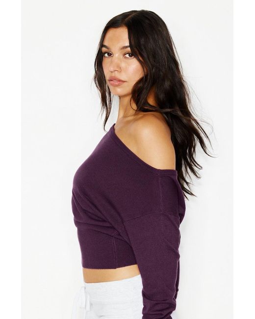 Garage Purple Off Shoulder Reset Long Sleeve Top