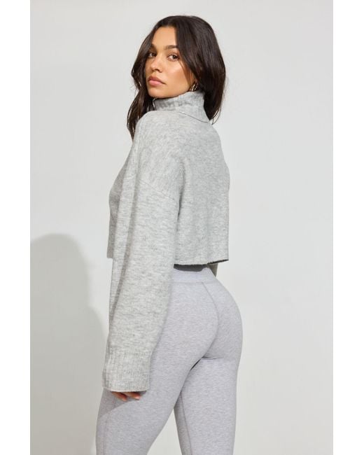 Garage Gray Spongy Cropped Turtleneck