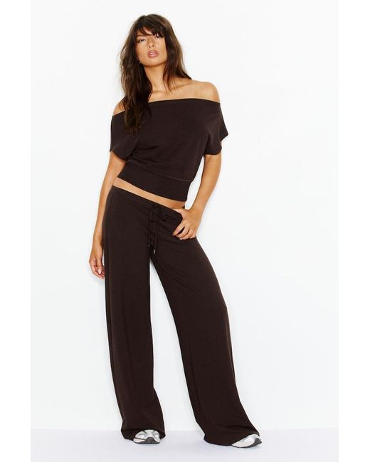 Garage Black Stretchterry Off Shoulder Top