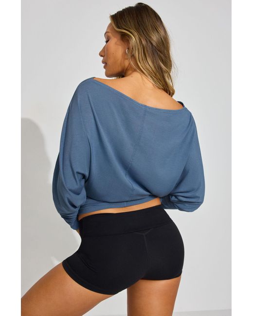 Garage Blue Smooth Dolman Boatneck Top