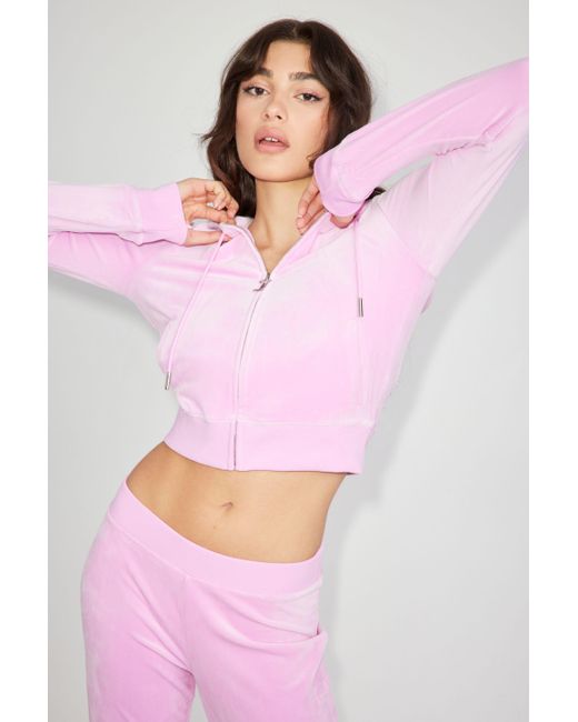 Garage Juicy Couture Og Big Bling Velour Hoodie in Pink | Lyst