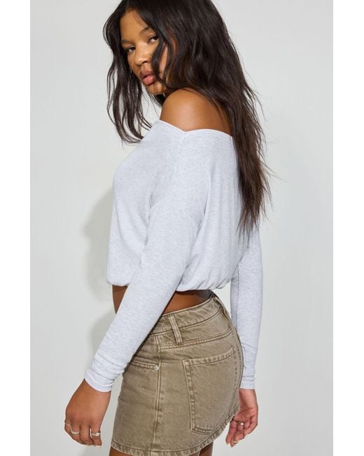 Garage White Serene Off Shoulder Long Sleeve Top