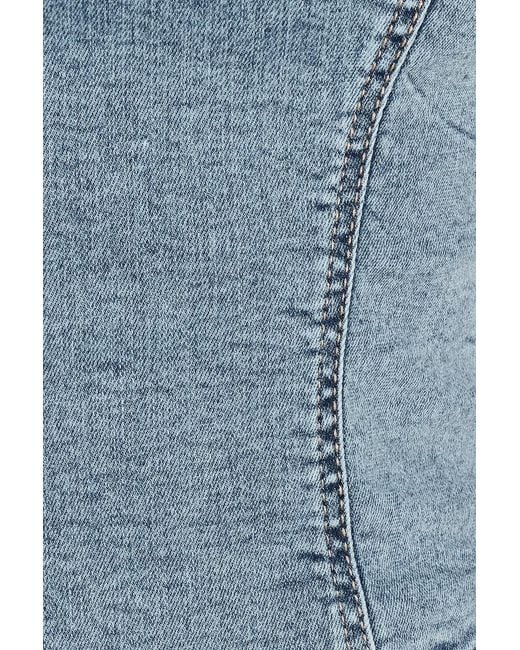 Garage Blue Denim Plunge Halter Top