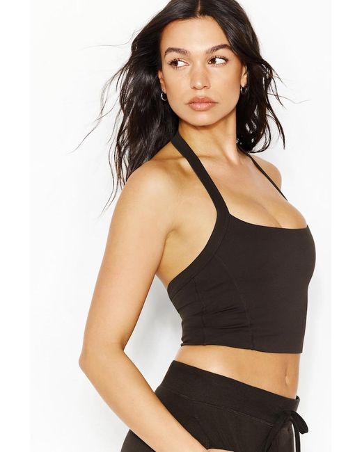 Garage Black Active Portrait Halter Top
