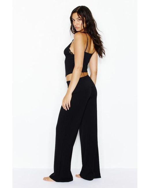 Garage Black Modal Foldover Pants