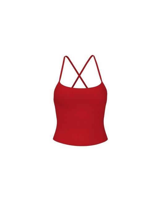 Garage Red Sleek Underbust Crossback Cami Top