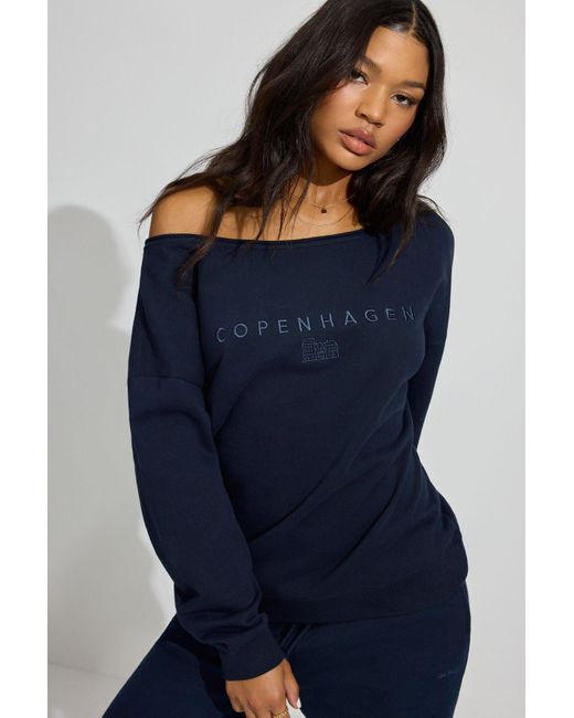 Garage Blue Softterry Off Shoulder Sweatshirt