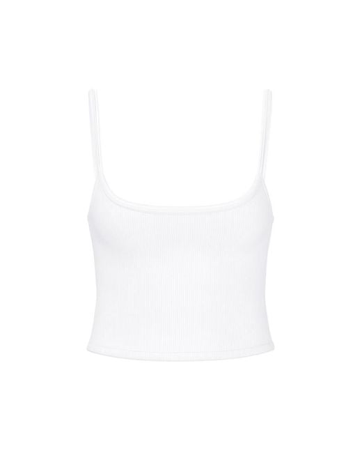 Garage White Ribbed Scoop Cami Top