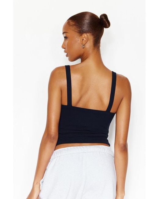Garage Blue Open Neck Ribbed Cami Top