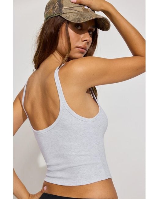 Garage White Ribbed Scoop Cami Top