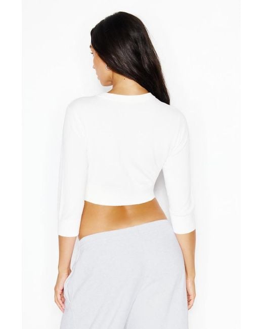 Garage White Ultra Cropped Cardigan Long Sleeve Top