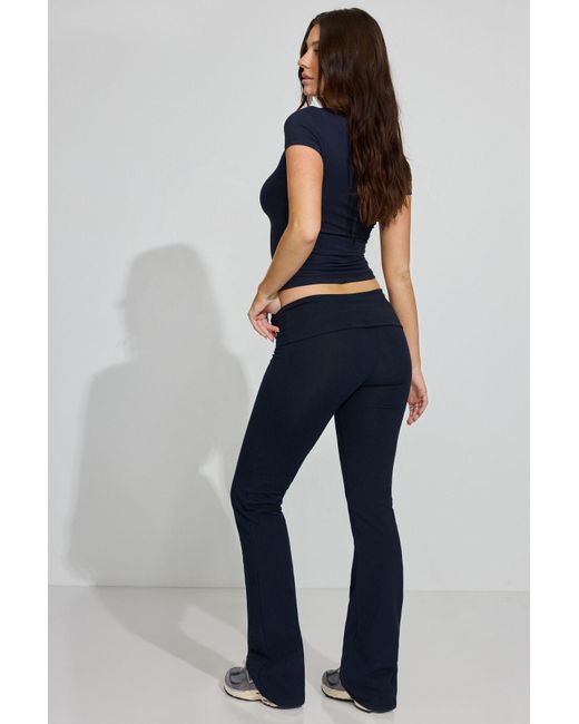 Garage Blue Soft Cotton Fold Over Flare Pants